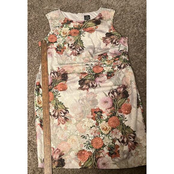 Adrianna Papell Dress 22 Floral Metallic Brocade Sleeveless Sheath Wedding - Picture 8 of 9